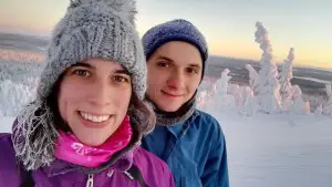 Katalin and Karol in Lapland during winter