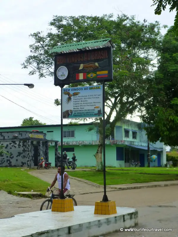 The 3-point border. Leticia - Colombia, Tabatinga - Brazil, Santa Rosa - Peru