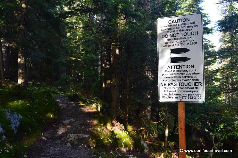 Warning: the shells used in avalanche control can be still there, unexploded, Glacier National Park