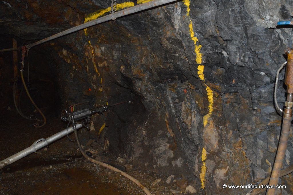 Inside Britannia Mine tunnel