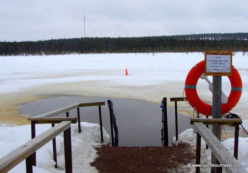 Ice hole swimming in Joensuu, Finland