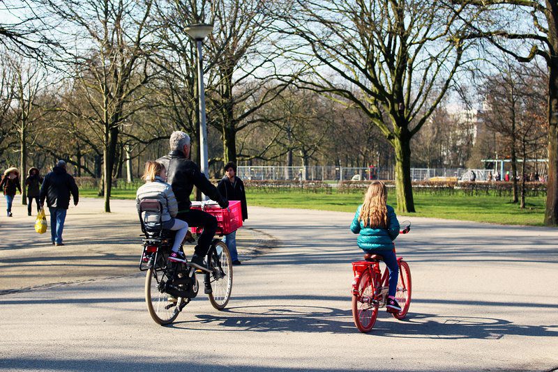 Cycling family in Amsterdam, Netherlands