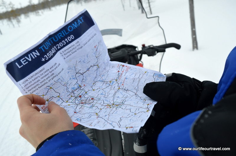 Where are we? Driving a snowmobile in Lapland