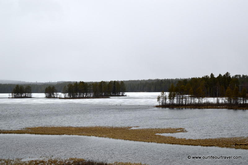 Still partially frozen lake