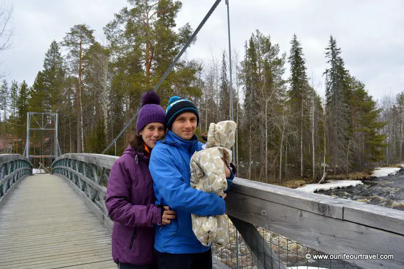 Walking with the baby near Rovaniemi, Lapland