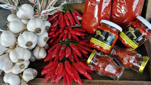 hugarian cuisine - paprika spice and garlic