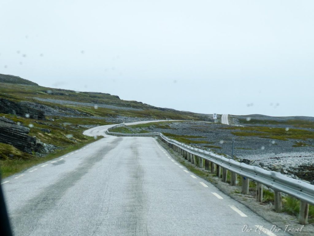 Driving to Nordkapp is fun and spectacular despite the rainy weather